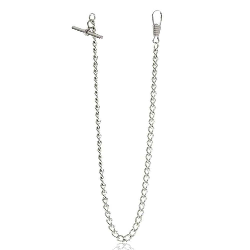 Men's Stainless Steel T Bar Curb Pocket Vest Chain